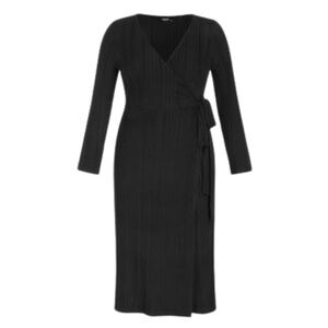Cider Women’s Plus Size Black Knit Wrap Maxi Dress, Size 1X - Little Black Dress